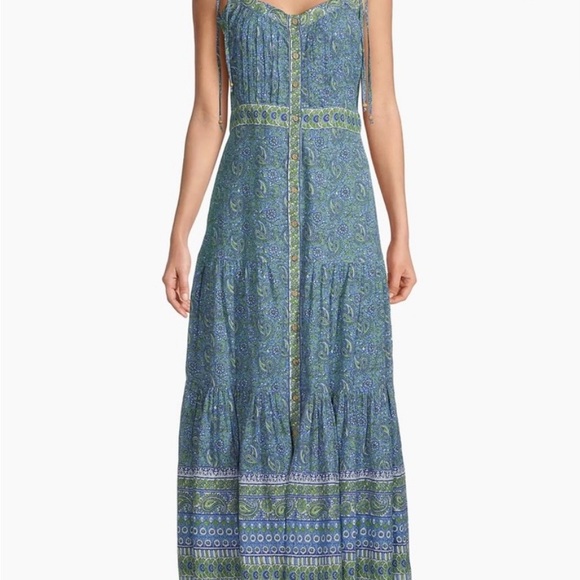 Blue and Green Paisley Maxi Dress - Picture 1 of 6